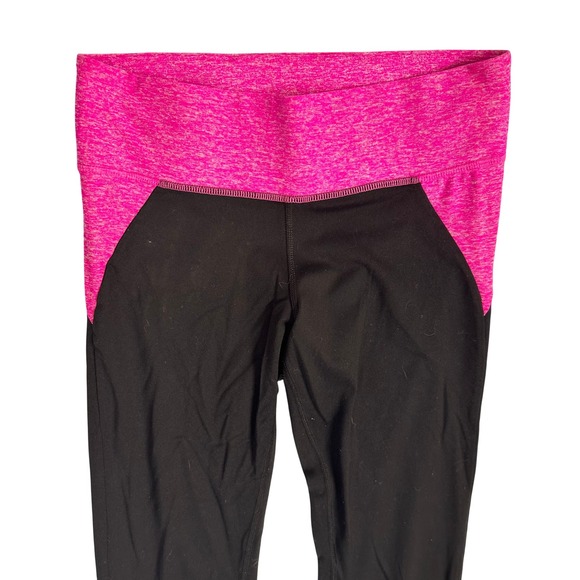 PINK Victoria Secret Yoga Leggings XS Black Hot Pink Activewear Athletic - Picture 2 of 6